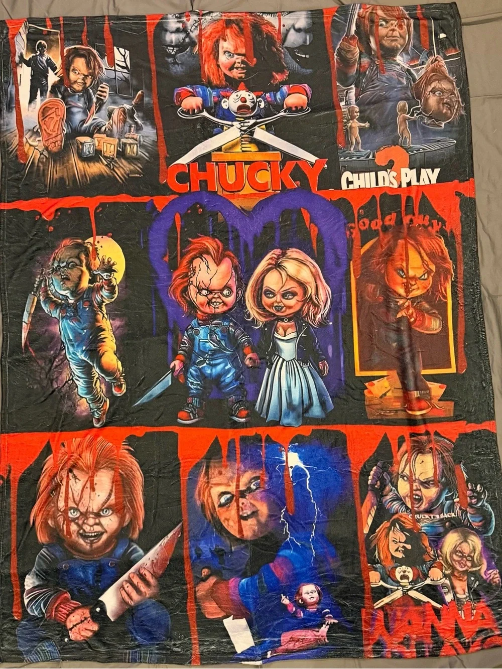 Brand new 80”x60” Queen size Chucky Child's Play blanket
